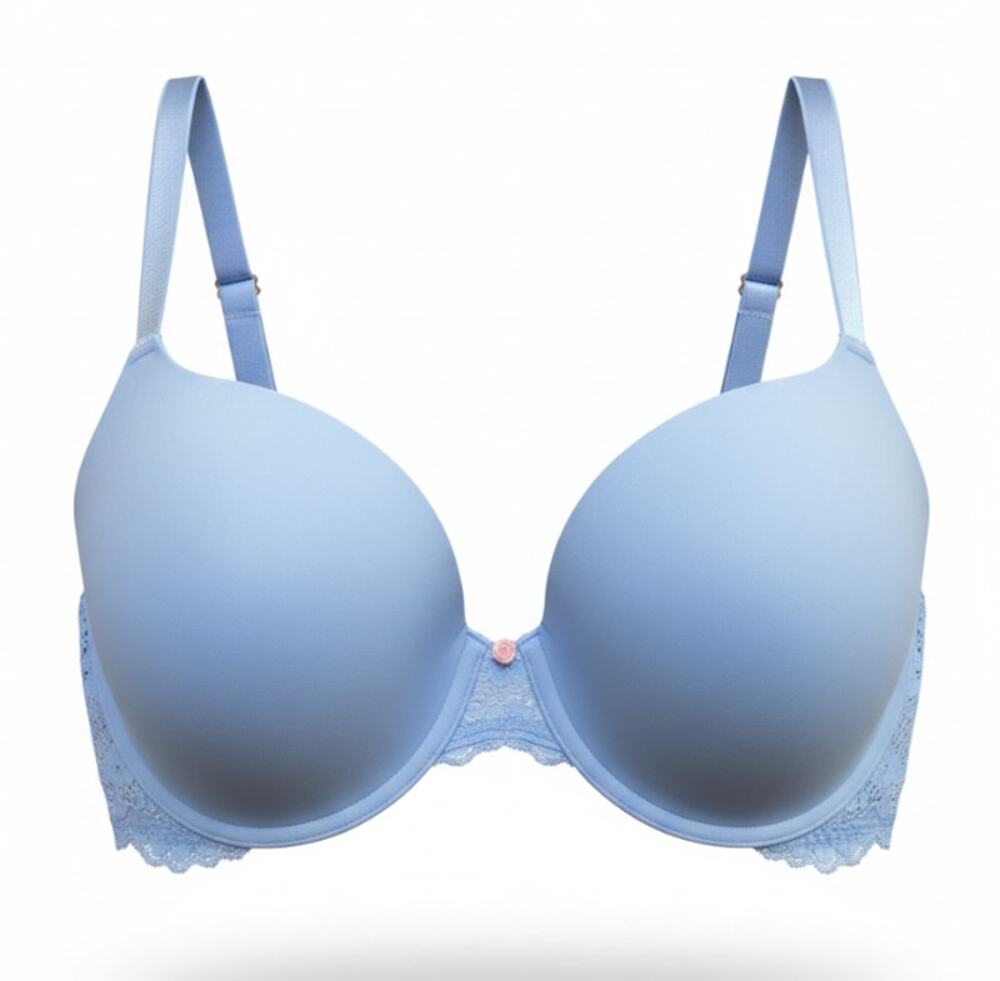 VICTORIA'S SECRET DREAM ANGELS PERFECT COVERAGE WIRE BRA LACE BLUE SIZE 34DDD